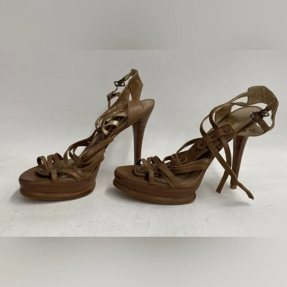 Stuart Weitzman, 7.5, Brown Leather Strappy Gladiator Platform Stilettos, EUC - Picture 3 of 13